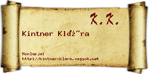 Kintner Klára névjegykártya